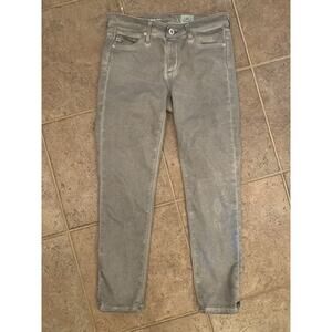 Adriano Goldschmied AG 25 THE PRIMA CROP Mid-Rise Cigarette Sateen Green Stretch